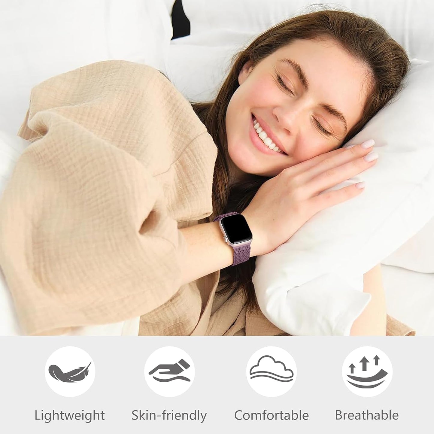 Braided Stretchy Bands Compatible with Apple Watch Band 38Mm 40Mm 41Mm 42Mm 44Mm 45Mm 49Mm Women Men, Adjustable Soft Strap Compatible with Iwatch Series 9 8 7 6 5 4 3 2 1 SE Ultra/Ultra 2