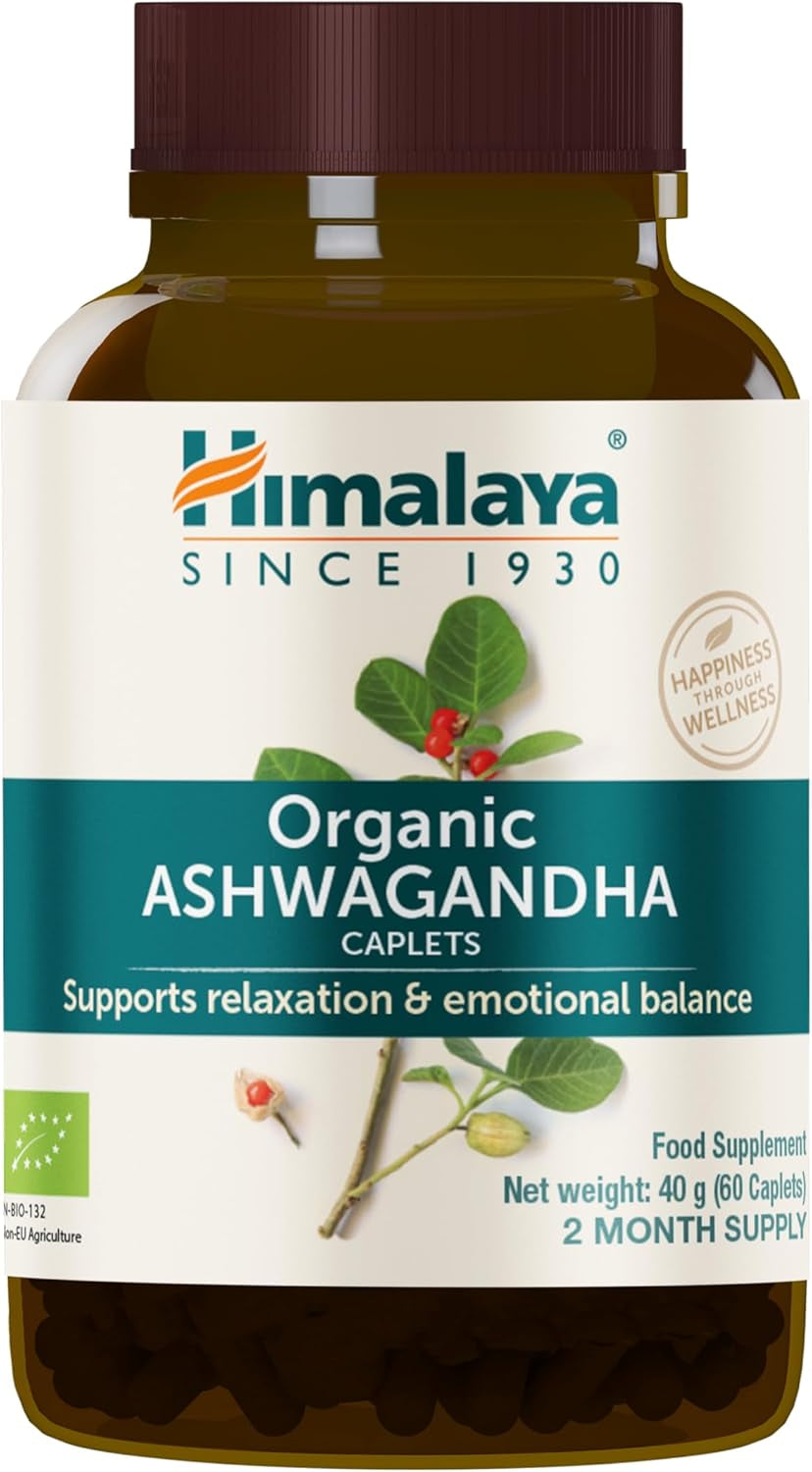 Organic Ashwagandha, 60 Day Supply, Herbal Supplement for Stress Relief, Energy Support, Occasional Sleeplessness, Organic, Non-Gmo, Vegan, Gluten Free, 670 Mg, 60 Caplets TLBH