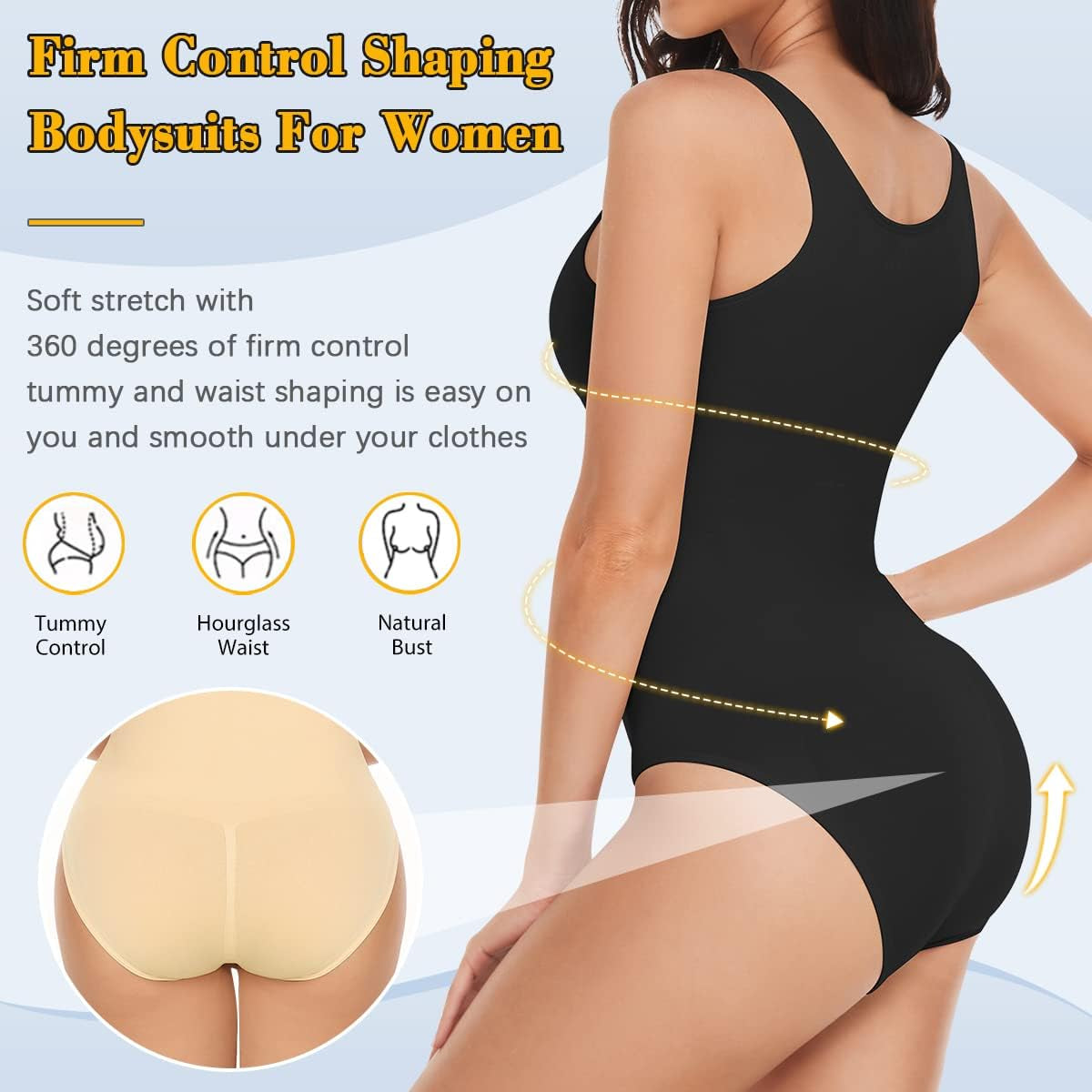 Bodysuit for Women - Tummy Control Seamless Tops Compression Butt Lifting Shapewear Bodysuits