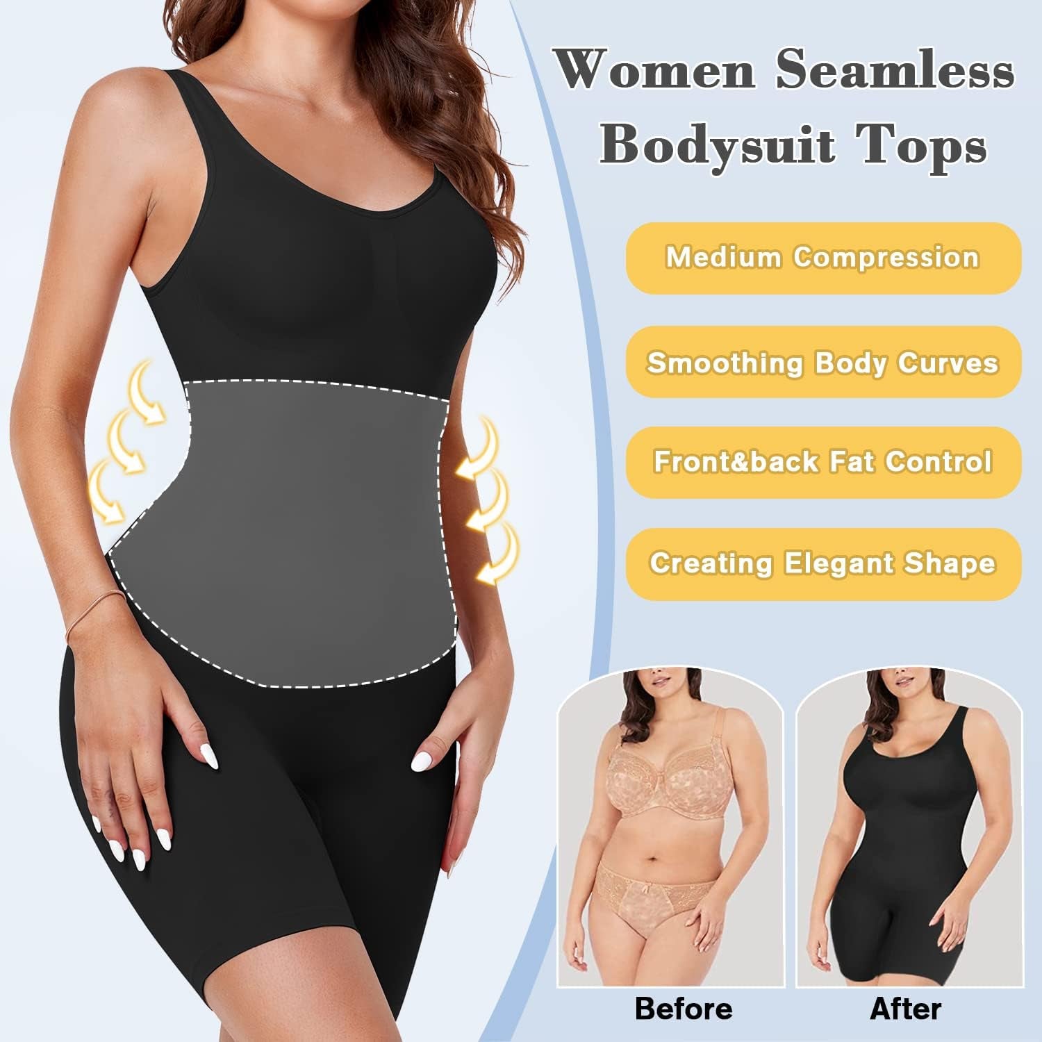 Shorts Bodysuit for Women Tummy Control Shapewear Seamless Sexy Butt Lifting Workout Bodycon One Piece Short Jumpsuit