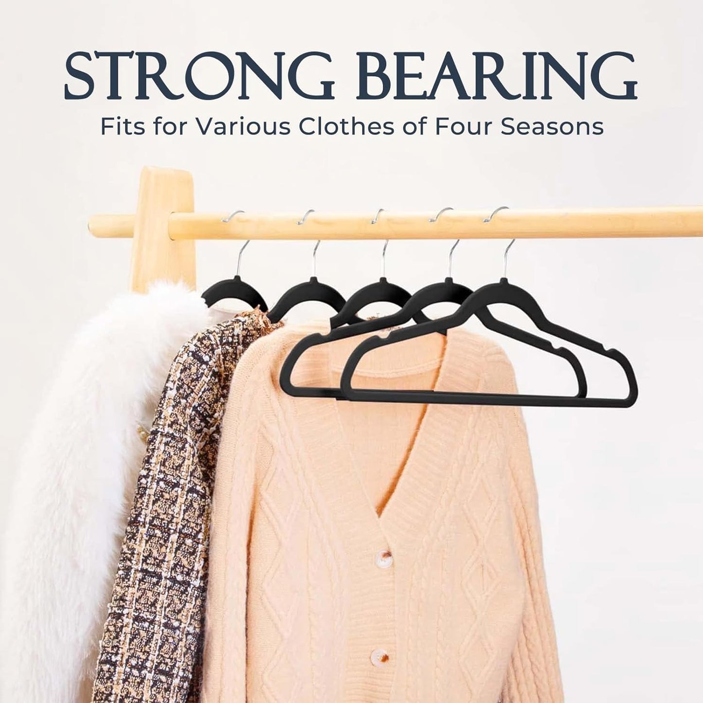 Black Velvet Hangers 60 Pack, Non Slip Clothes Felt Hanger Heavy Duty for Coat, Premium Slim Space Saving Suit Hangers for Closet Organizer, 360° Rotating Silver Hook