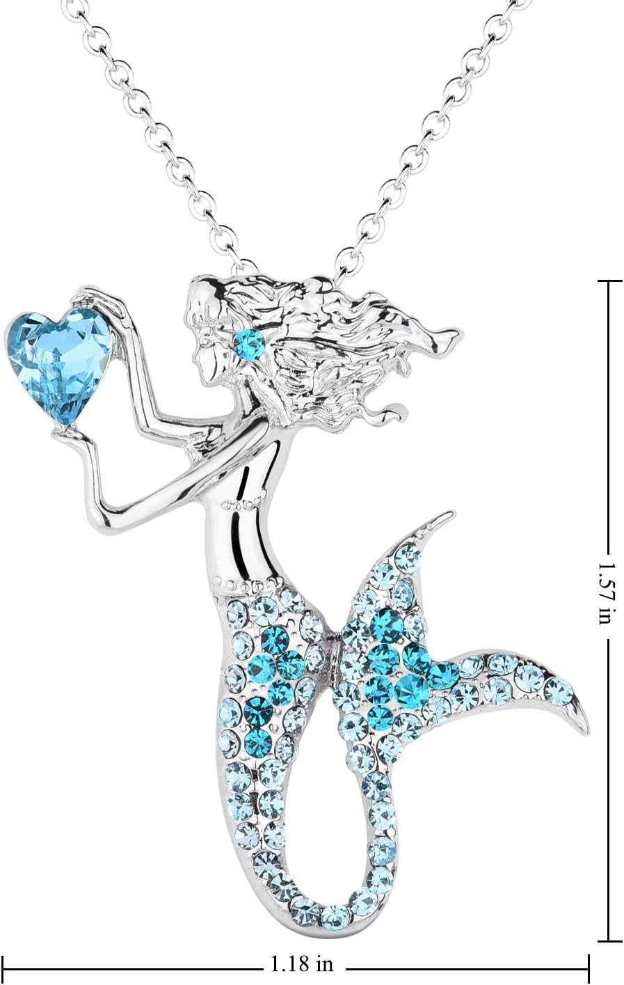 Fashion Mermaid Birthstone Necklace Jewelry White Gold Plated Austrian Crystal Pendant Gifts for Women