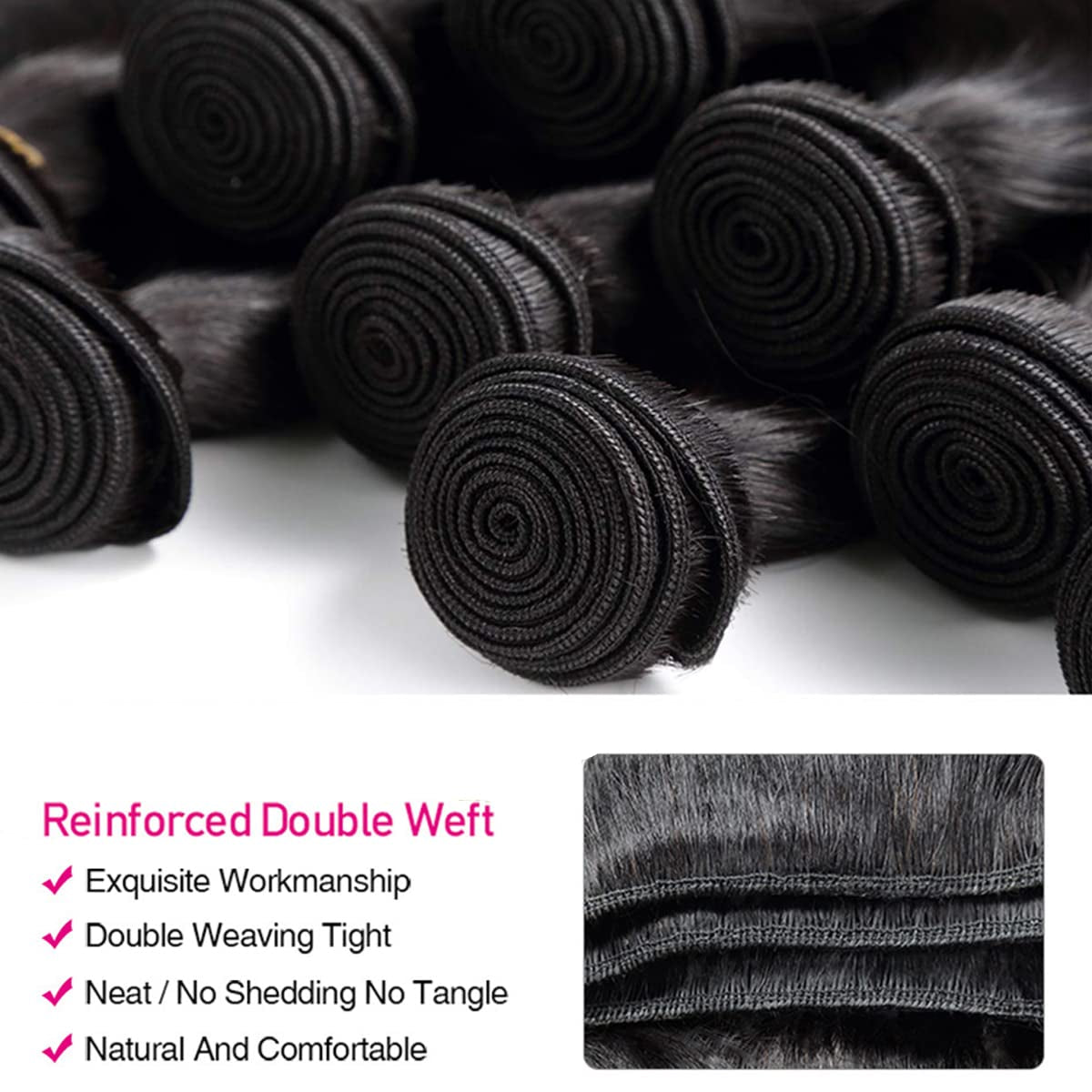 12A Loose Deep Wave Bundles Human Hair 3 Bundles Brazilian Virgin Hair Loose Deep Human Hair Bundles 100% Unprocessed Human Hair Wavy Bundles Natural Black Color for Women(16 18 20 Inches)