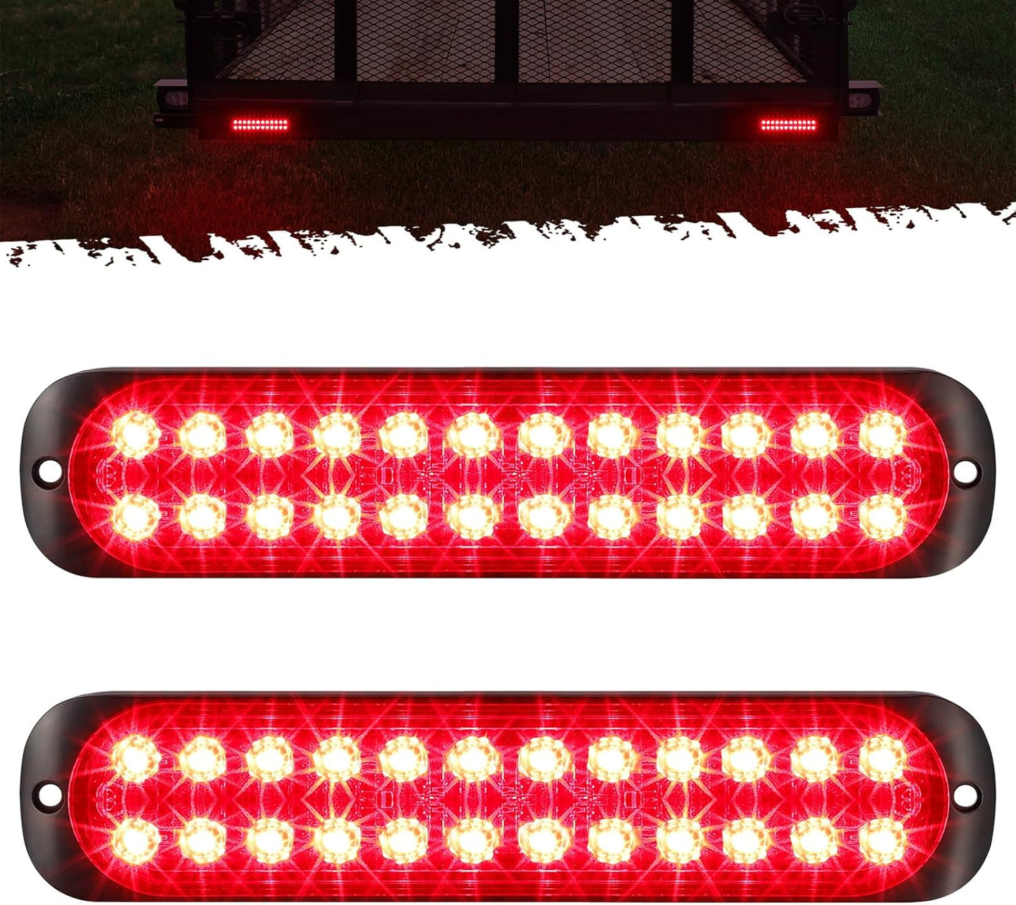 2Pcs 7.5 Inch Aluminum Housing Red 24Leds Trailer Stop Brake Turn Signal Tail Light, Surface Mount Marker Lights of Trailer Truck Tractor RV Pickup Golf Cart Motorcycle, IP67 Waterproof TRUCK DRIVER
