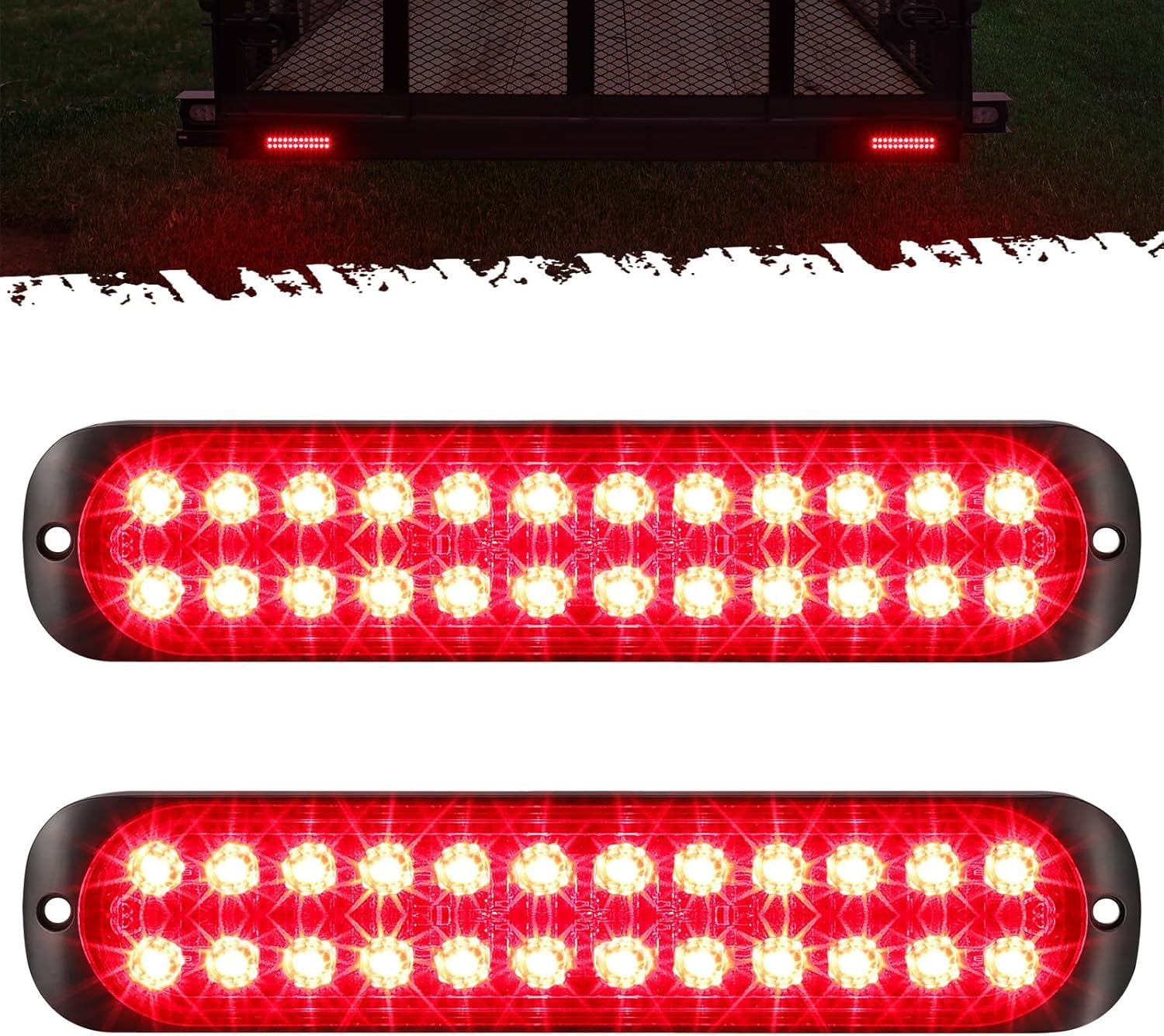 2Pcs 7.5 Inch Aluminum Housing Red 24Leds Trailer Stop Brake Turn Signal Tail Light, Surface Mount Marker Lights of Trailer Truck Tractor RV Pickup Golf Cart Motorcycle, IP67 Waterproof TRUCK DRIVER