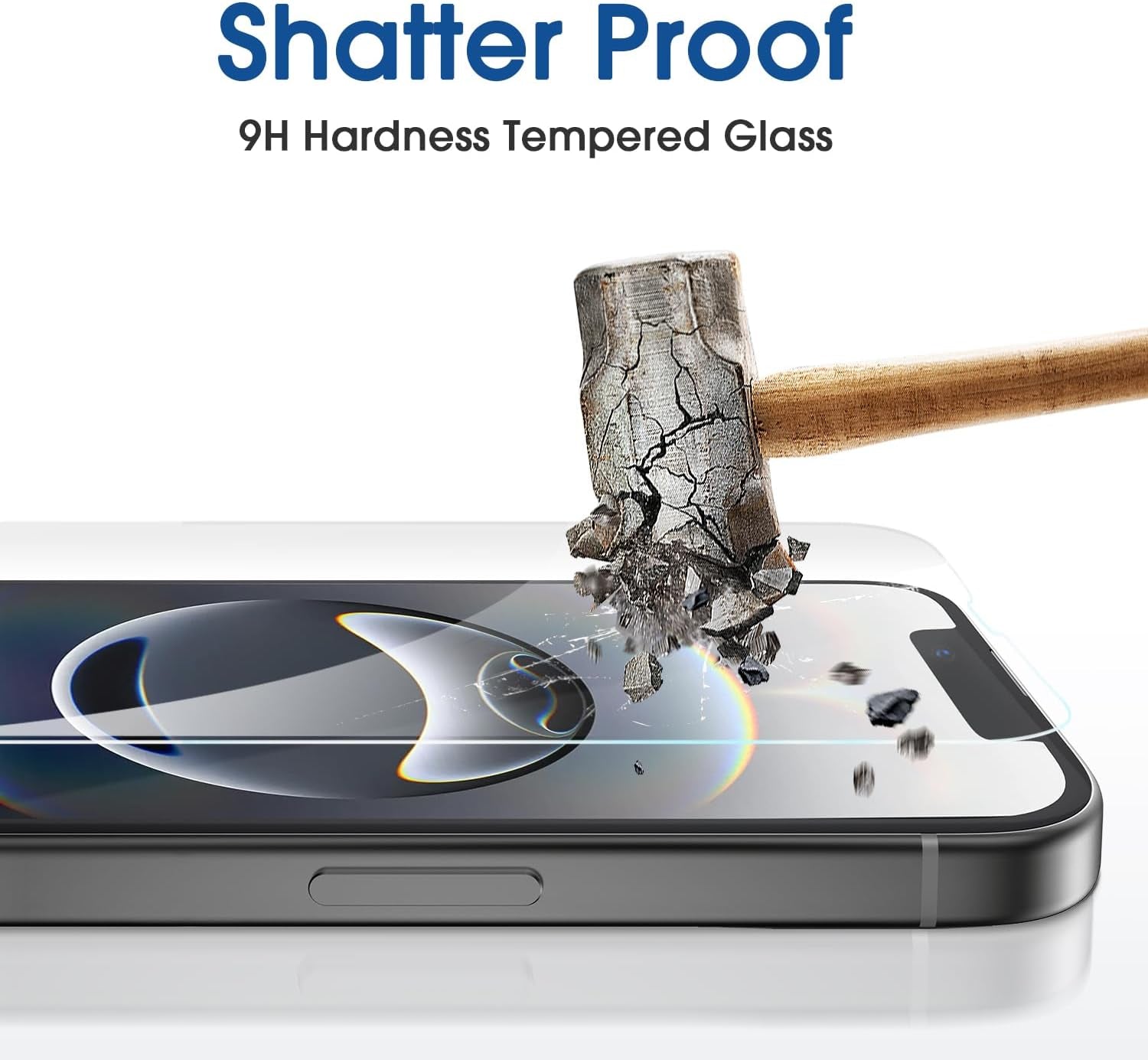 Auto-Alignment Onetouch for Iphone 16E [6.1''] Screen Protector + Camera Lens Protector, Tempered Glass, 30 Seconds Installation, Bubble Free, Case Friendly, Anti-Scratch [2+2 Pack]