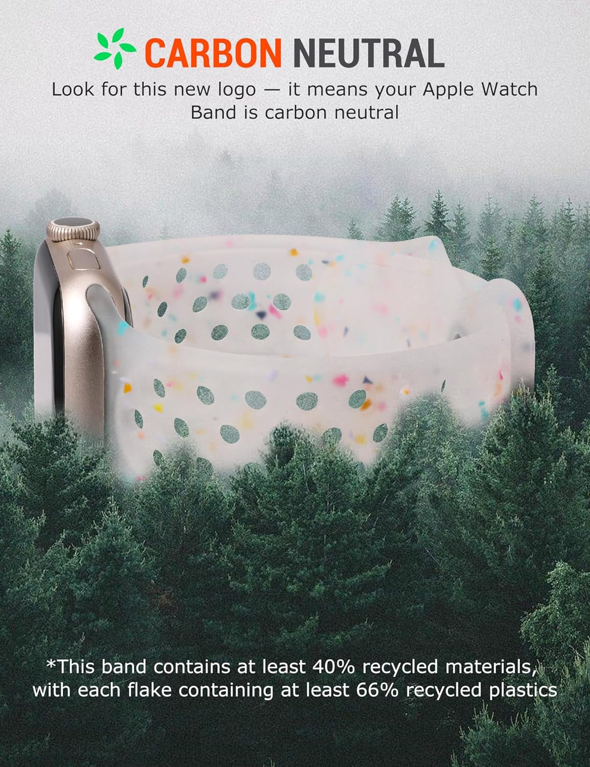 Sport Band Compatible with Apple Watch Band 38Mm 40Mm 41Mm 42Mm 44Mm 45Mm 49Mm for Women Men, Made from Recycled Plastic - Soft Breathable Strap for Iwatch Series SE 9 8 7 6 5 4 3 2 1 Ultra 1 2