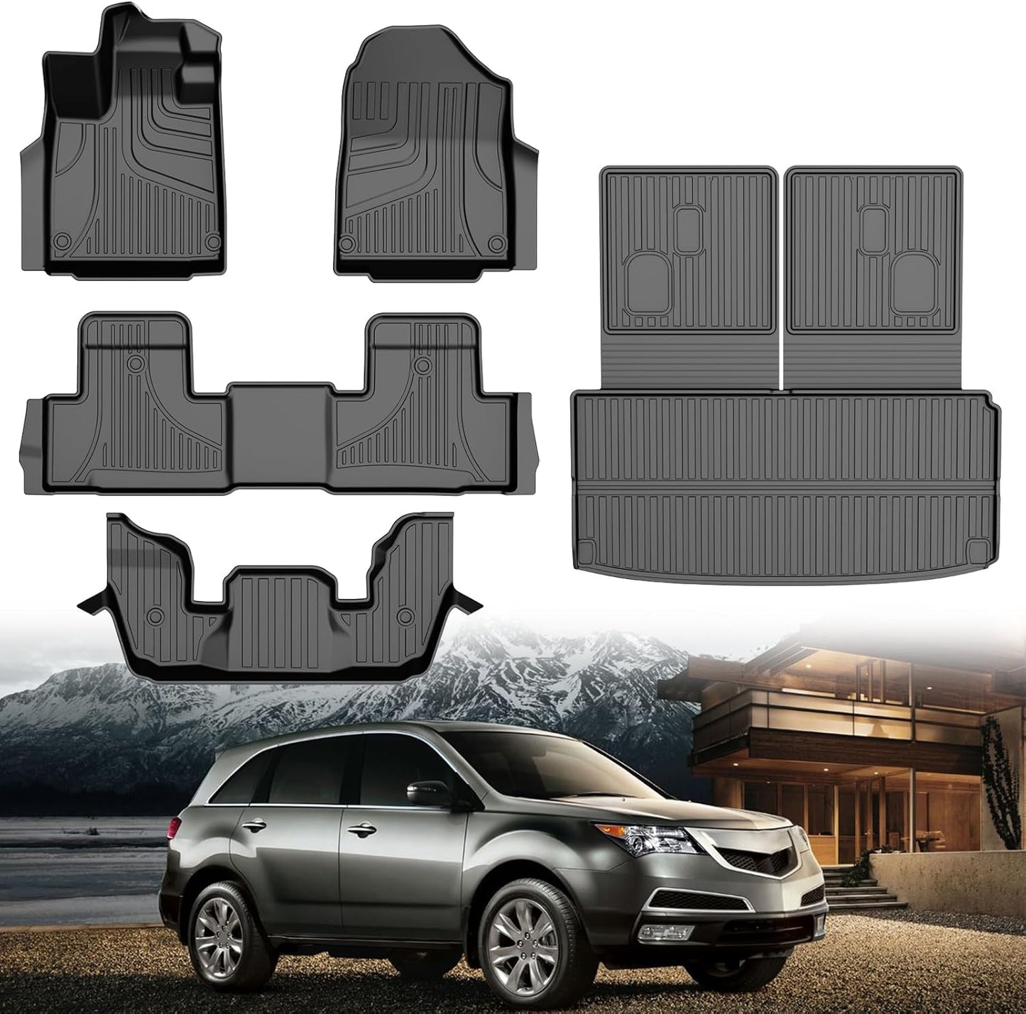 2025 Q7 Floor Mats: All Weather Floor Mats Custom Fit for 2017-2025 Audi Q7/Q8 1St and 2Nd Row All Weather TPE Floor Liner
