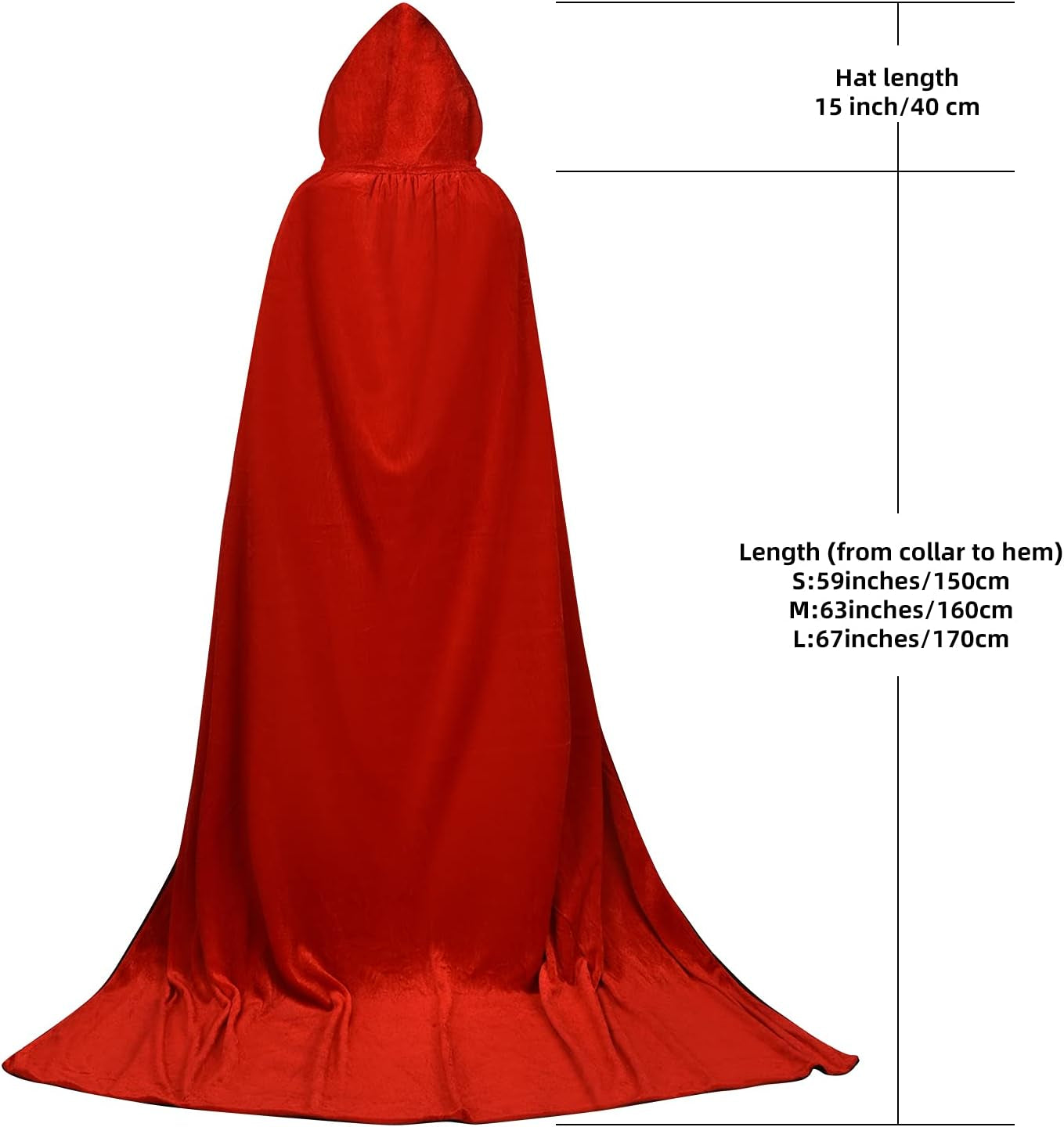 Hooded Cloak Velvet Robe Cape for Halloween Cosplay Costumes, Unisex