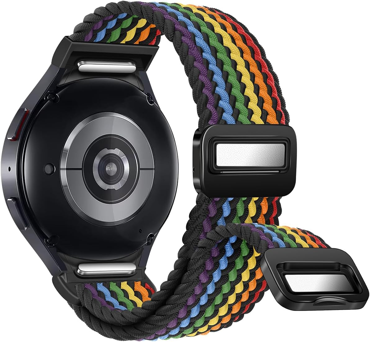 One Click No Gap Magnetic Braided Bands Compatible with Samsung Galaxy Watch 7 6 4 5 FE Band 40Mm 44Mm/Watch 6 4 Classic 47Mm 43Mm 42Mm 46Mm/Watch 5 Pro 45Mm, 20Mm Elastic Nylon Sport Strap Men Women
