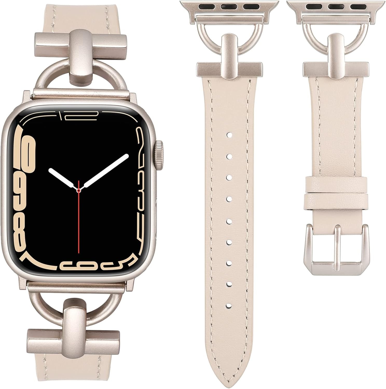 2 Packs Leather Band Compatible with Apple Watch Band Women 38/40/41/42/44/45/46/49Mm, Dressy Fancy Leather Strap for Iwatch Bands Series 10 9 8 7 6 5 4 3 2 1 SE Ultra