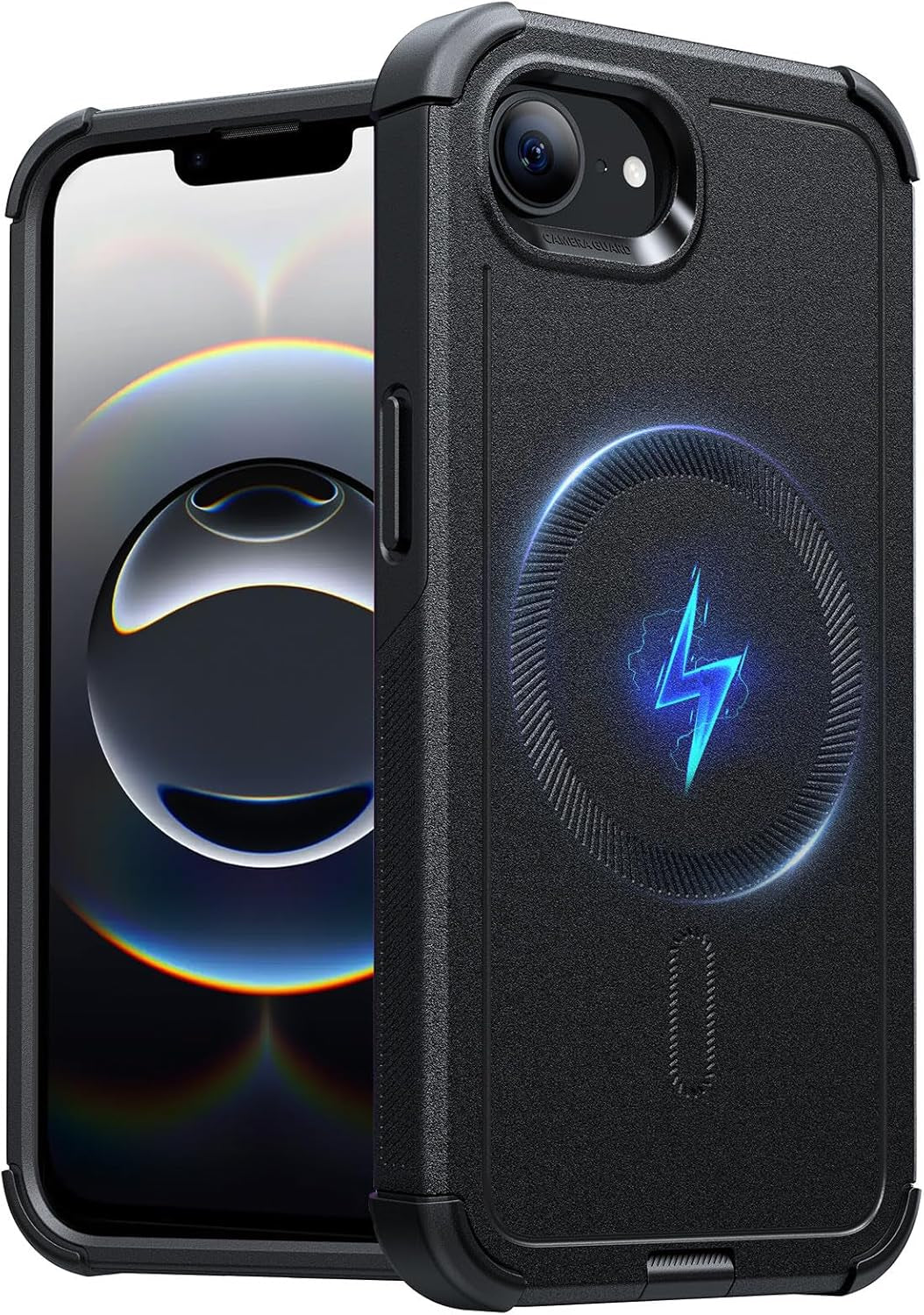 for Iphone 16E Case, 23 Ft Military-Grade Drop Protection, Heavy Duty Magnetic Phone Case, Compatible with Magsafe Accessories, Cyber Series, Black