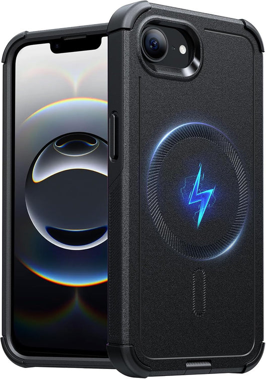 for Iphone 16E Case, 23 Ft Military-Grade Drop Protection, Heavy Duty Magnetic Phone Case, Compatible with Magsafe Accessories, Cyber Series, Black