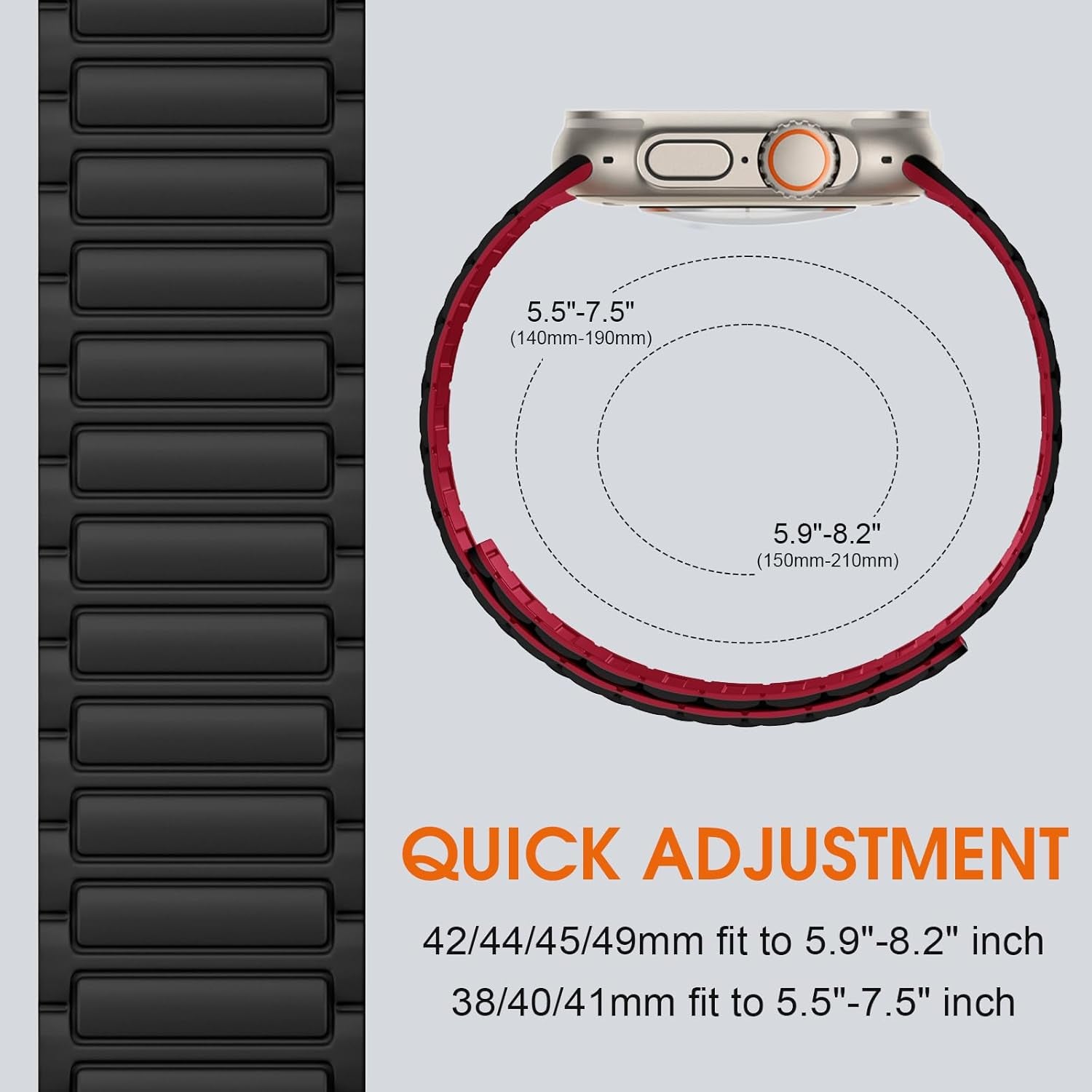 Magnetic Band Compatible with Apple Watch 45Mm for Men 46Mm 44Mm 42Mm 41Mm 40Mm 38Mm 49Mm Bands, Sport Silicone Strap Strong Magnet Link Wristband for Iwatch Series 10 9 8 7 6 5 4 3 SE Ultra 2