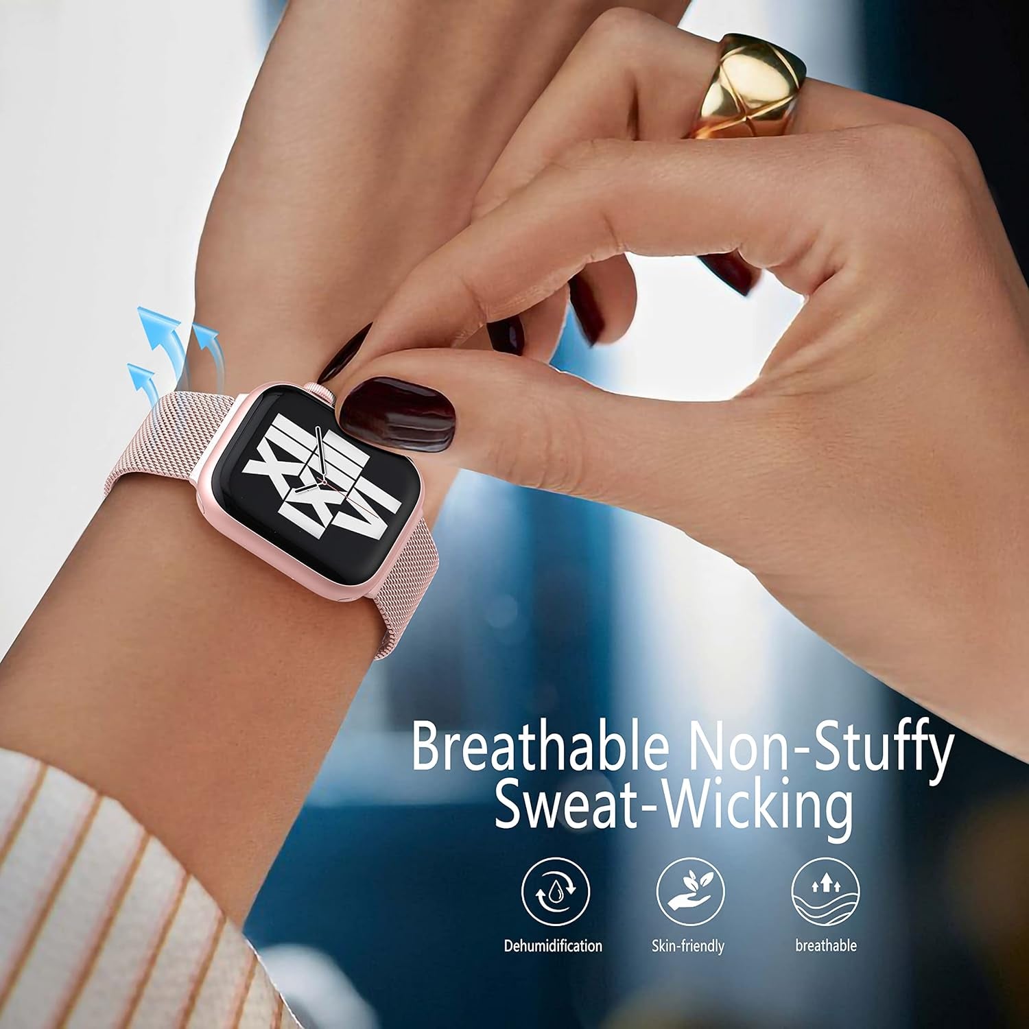 Metal Band Compatible with Apple Watch Band 40Mm 38Mm 41Mm 45Mm 44Mm 42Mm 49Mm for Women Men, Stainless Steel Milanese Mesh Loop Magnetic Wristbands for Iwatch Series 9 8 7 6 5 4 3 2 1 SE Ultra