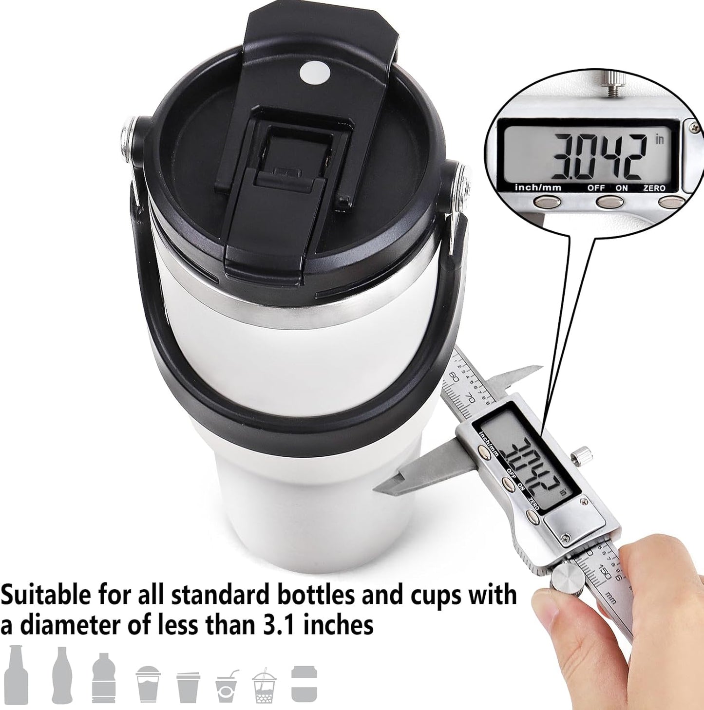 For Tesla Model Y Model 3 Cup Holder Insert,2 in 1 Cup Holder for Model 3 Model Y 2021-2023,Model Y Model 3 Cup Holder with Storage Compartment_Black