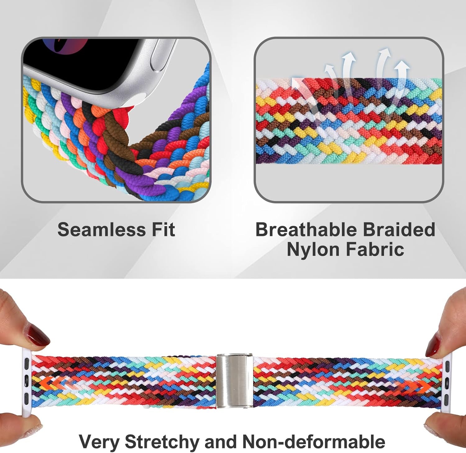 Compatible with Apple Watch Bands 44Mm 40Mm 38Mm 42Mm 41Mm 45Mm 46Mm 49Mm, Iwatch Bands Women Men,Adjustable Braided Solo Loop Elastic Sport Band for Iwatch Ultra SE Series 10/9/8/7/6/5/4