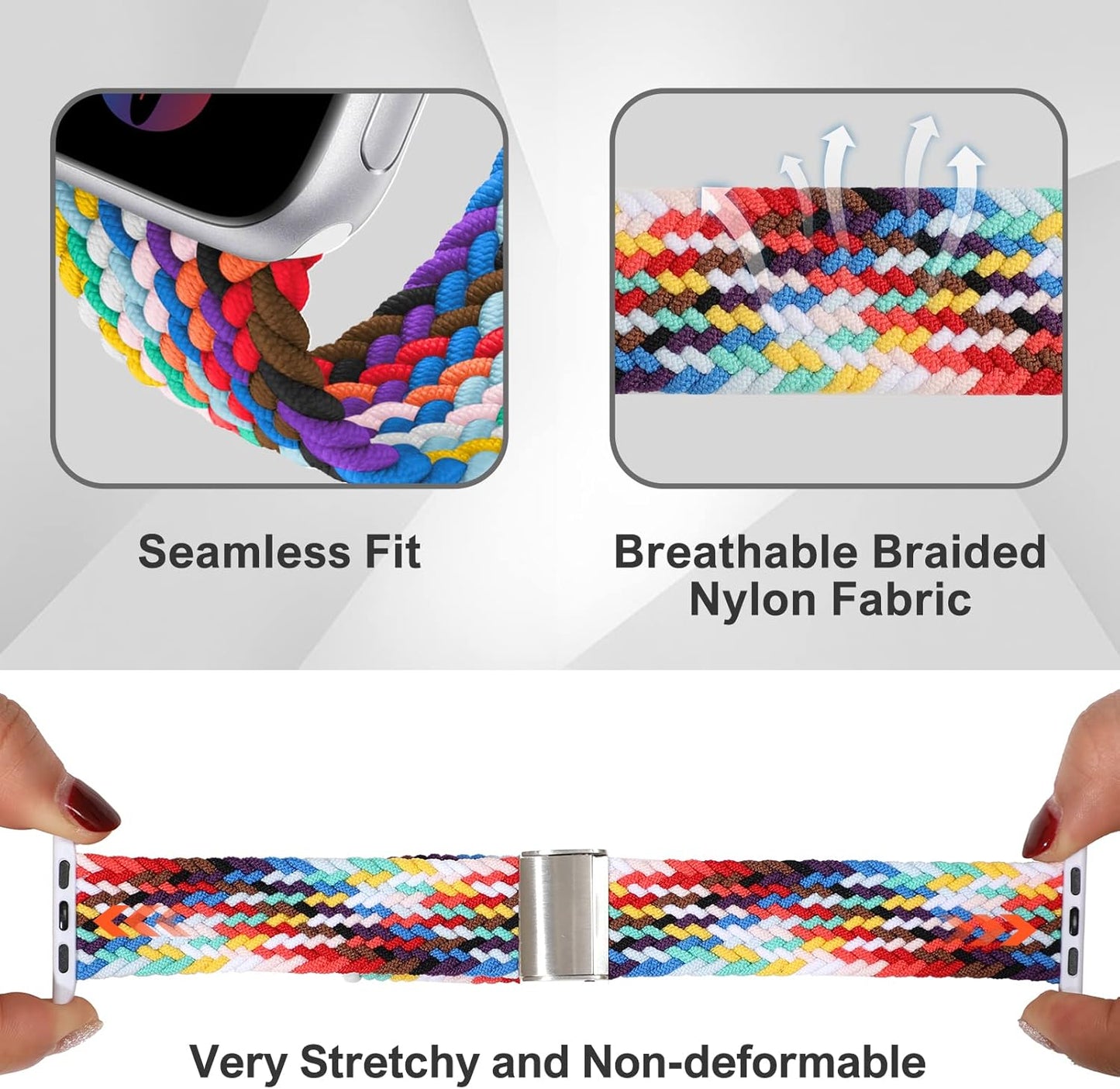 Compatible with Apple Watch Bands 44Mm 40Mm 38Mm 42Mm 41Mm 45Mm 46Mm 49Mm, Iwatch Bands Women Men,Adjustable Braided Solo Loop Elastic Sport Band for Iwatch Ultra SE Series 10/9/8/7/6/5/4