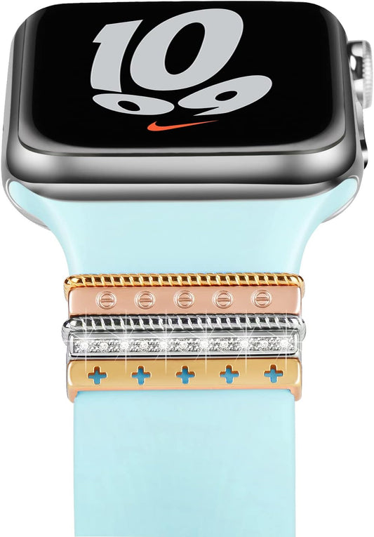 Decorative Rings Loops Compatible with Apple Watch Bands Charms Series 8/7 41Mm 45Mm/Series 6/SE2/SE/5/4 44Mm 40Mm/Series 3/2/1 42Mm 38Mm Watchband Decorative Charms Accessories (No Band)