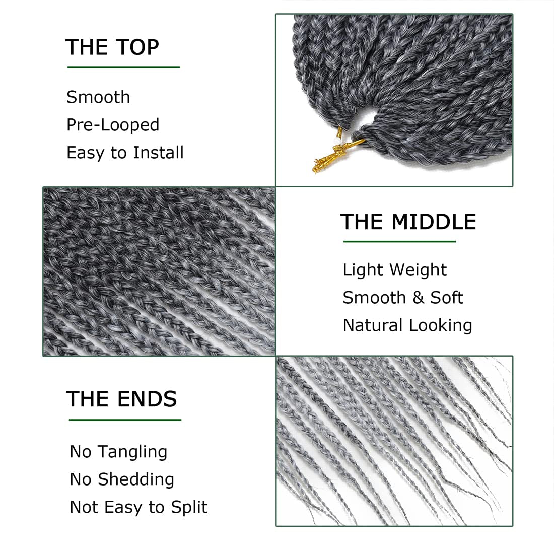 Crochet Box Braids Hair Pre Looped Goddess Box Braids Crochet Braiding Hair 7 Packs Crochet Box Braids 3X Box Braids Crochet Hair (14 Inch, TGRAY)