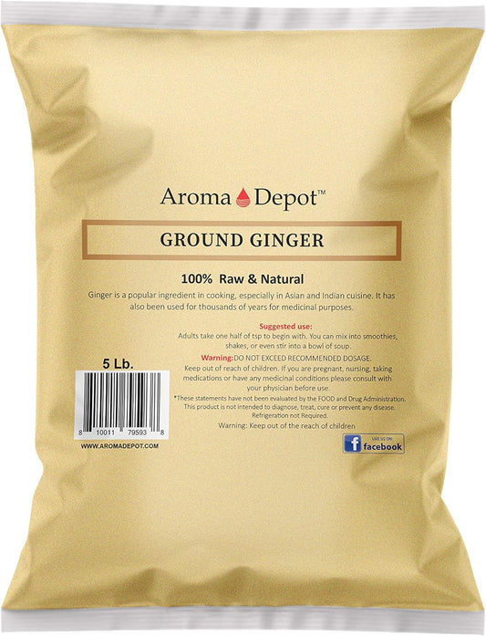 5 Lbs. Ginger Powder. Root (Zingiber Officinale Roscoe) - Raw Natural Keto, Vegan, Rich in Vitamin C - Recommended to Use in Food, Tea, Juice, or Coffee - Non-Gmo, Gluten-Free - Originated in India. TLBH