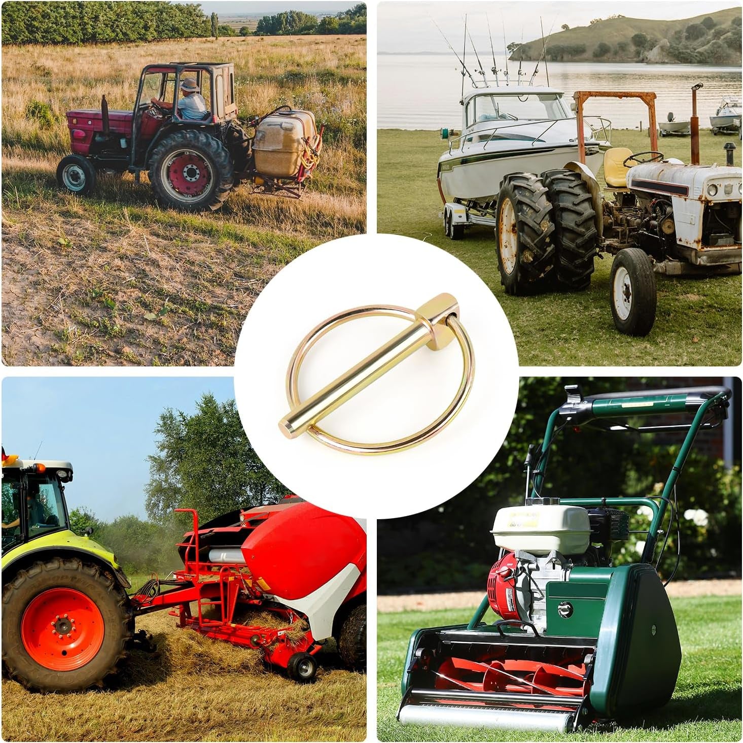 4 PCS Lynch Pin Heavy Duty Lynch Pin with Ring for Trucks, Tractors, Trolleys, Lawn Mowers, & Trailers (1/4 Inch / 6 Mm X 1-3/4 Inch / 45 Mm)