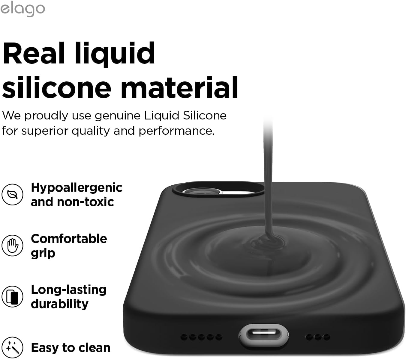 Magnetic Silicone Case Compatible with Iphone 16E Case Compatible with All Magsafe Accessories - Built-In Magnets, Soft Grip Silicone, Shockproof (Black)