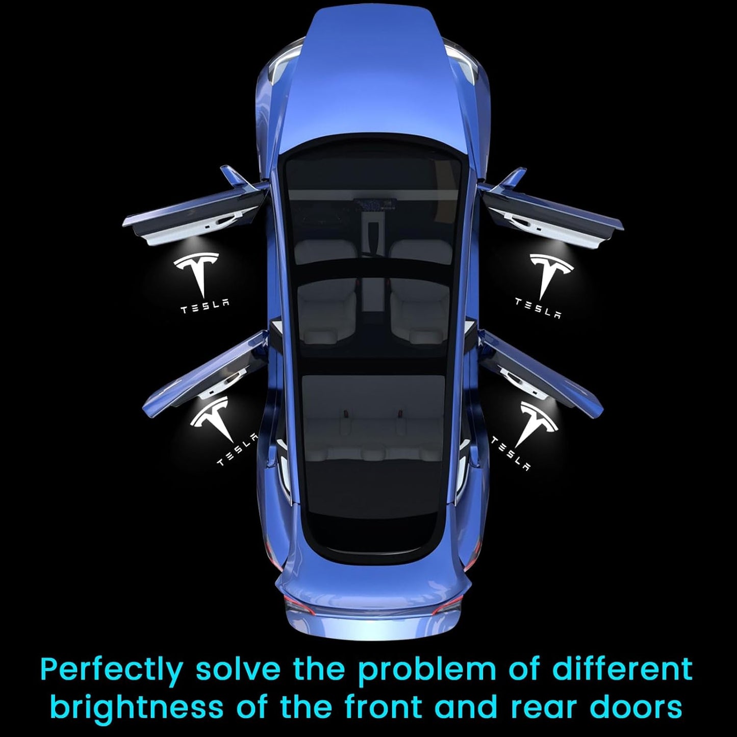 Puddle Lights Compatible with Tesla Model Y/3/S/X Accessories, Ultra-Bright Welcome Light, Door Projector Lights