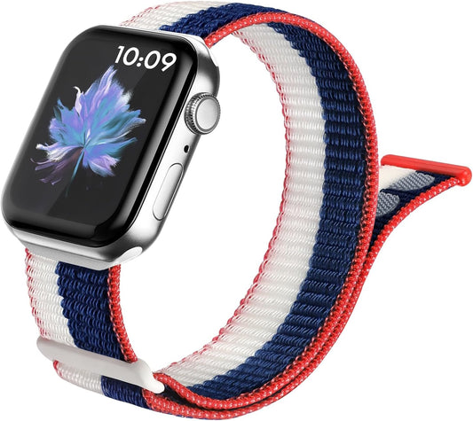 Nylon Sport Loop Bands Compatible with Apple Watch Band 41Mm 40Mm 38Mm 49Mm 45Mm 44Mm 42Mm Women Men, Stretchy Breathable Strap for Iwatch Series 9 Ultra 8 7 6 5 4 3 2 1 SE (38,America）