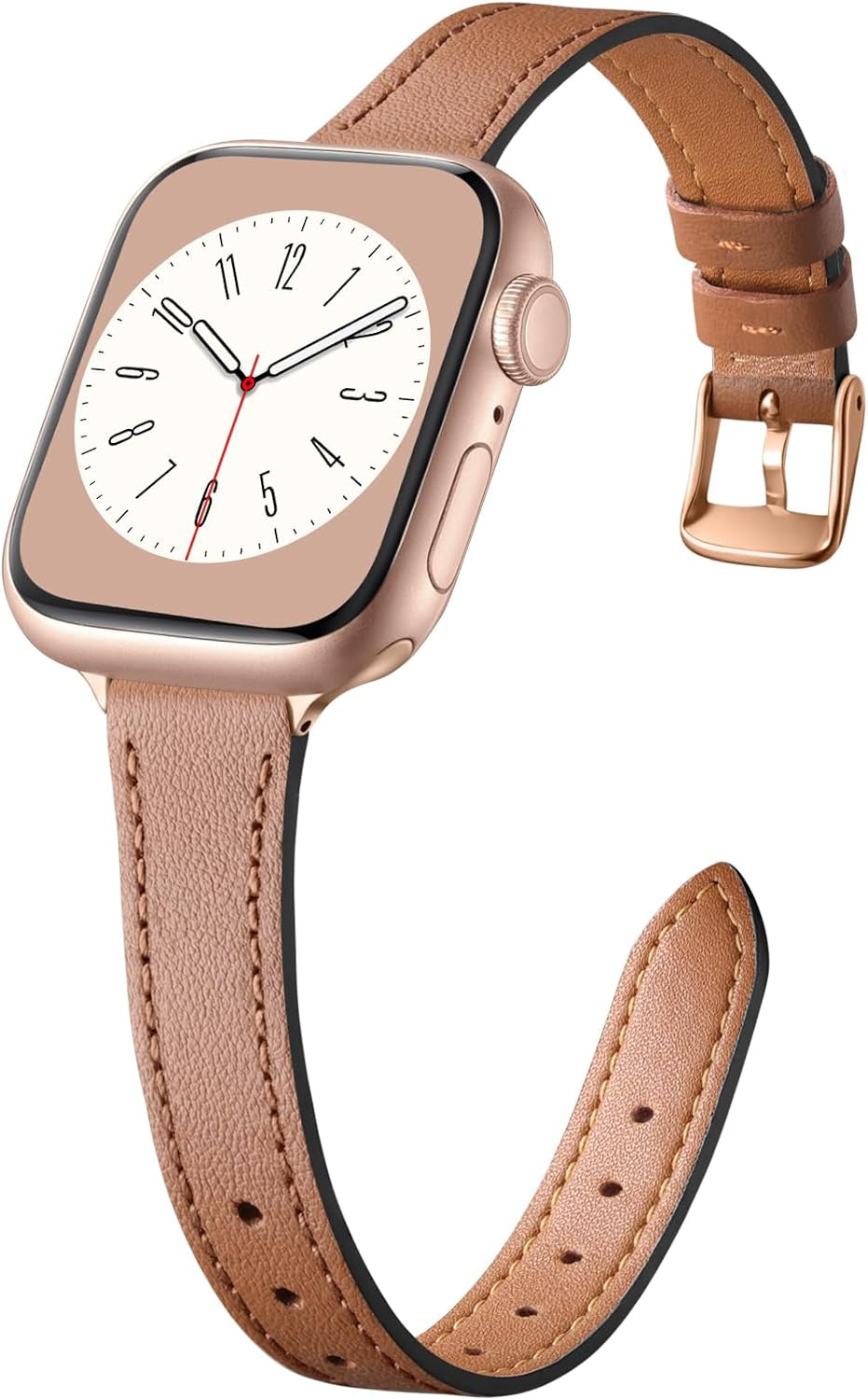 Slim Leather Band Compatible with Apple Watch Band 40Mm 38Mm 41Mm 42Mm 44Mm 45Mm 49Mm Women, Top Grain Genuine Leather Strap Thin Watch Wristband for Iwatch Series 9 8 7 6 5 4 3 2 1 SE Ultra 2