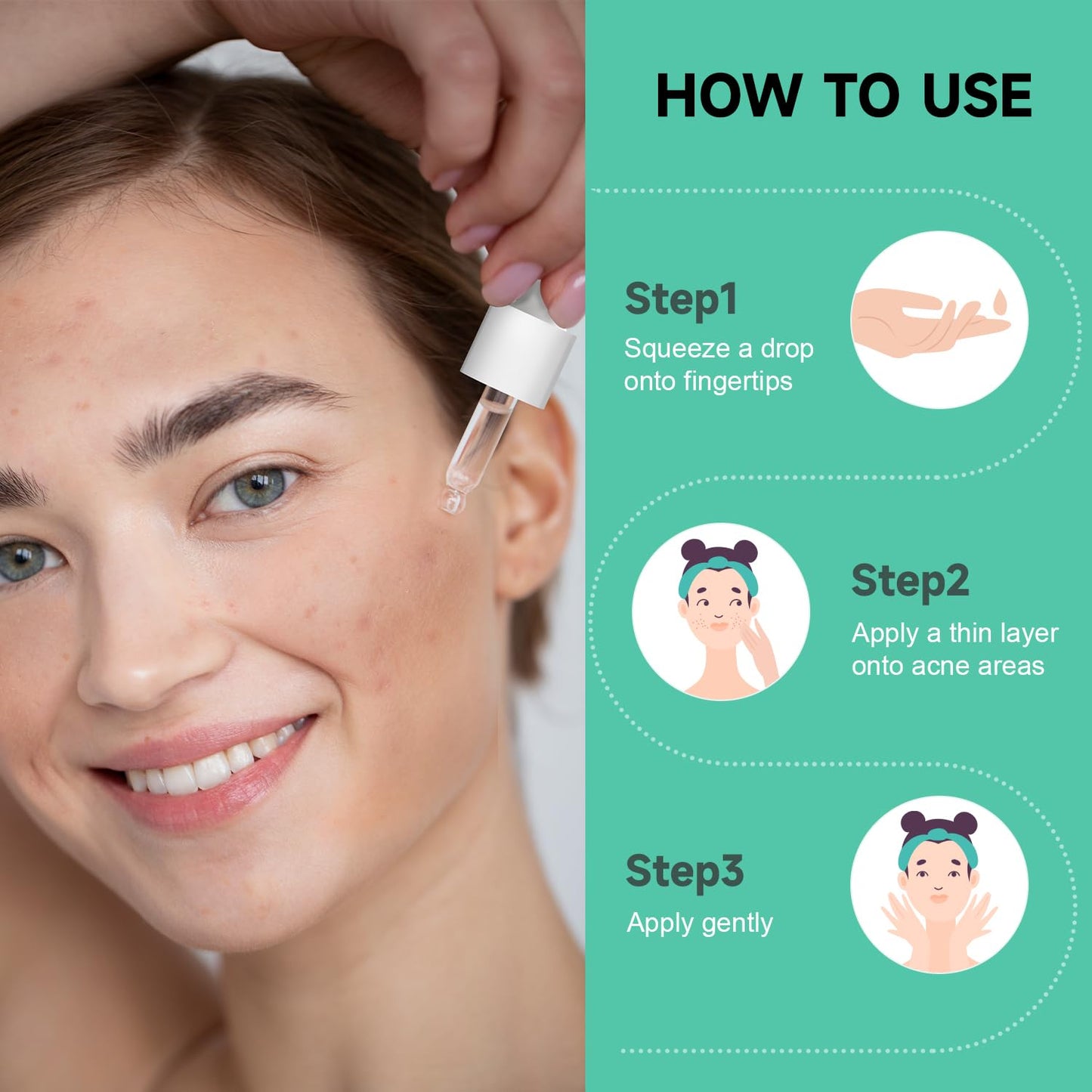 Acne Spot Treatment Serum for Face, with 2% Salicylic Acid & 4% Niacinamide Face Serum, Liquid Pimple Patch for Acne Prone Skin, Soothing Redness, Clearing Oil Skin Care for Teens & Adults