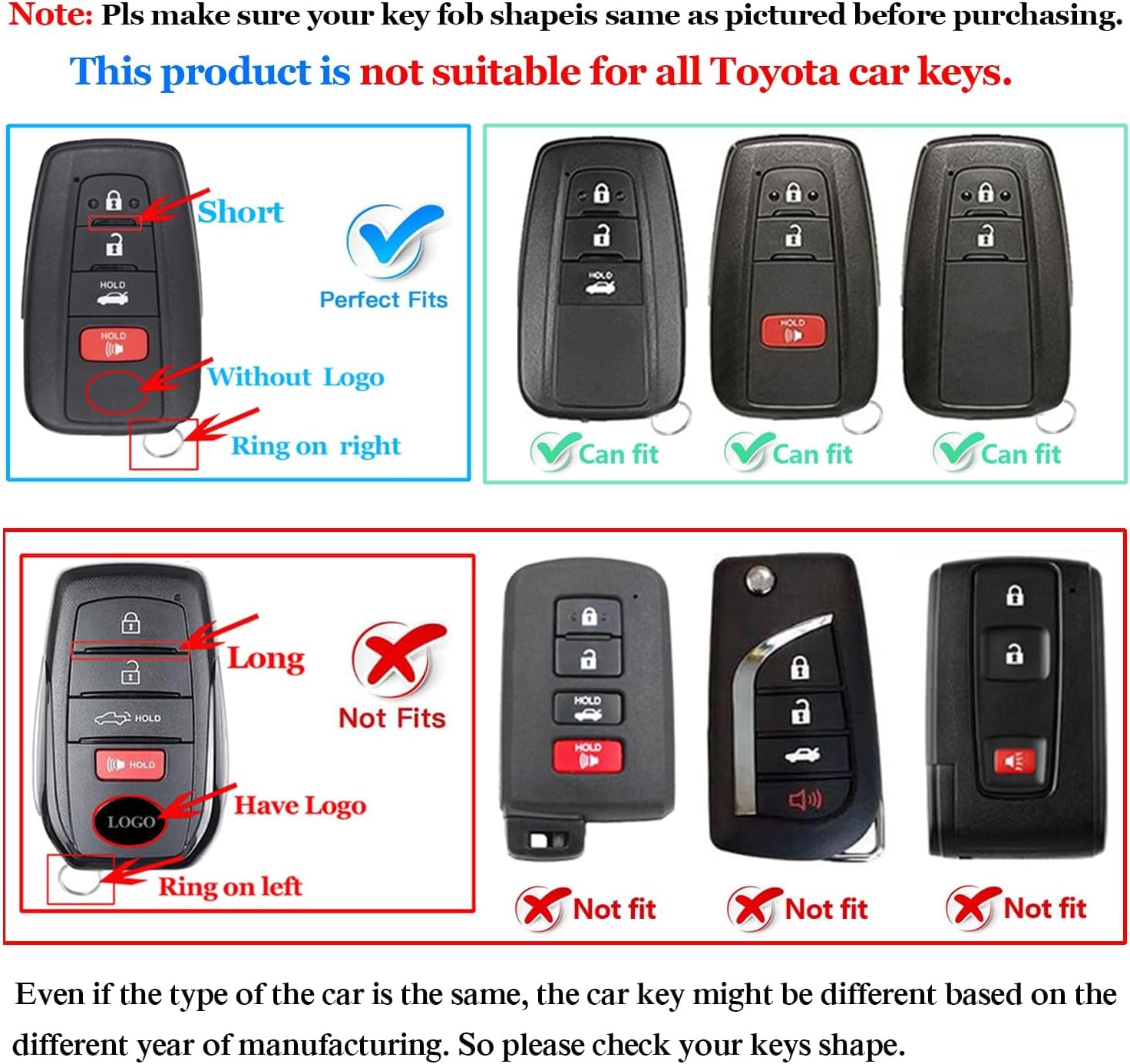 for Toyota Key Fob Cover with Keychain Suitable for Highlander RAV4 Camry Avalon C-HR Corolla GT86 Premium TPU Key Fob Case (Style 2-Blue)