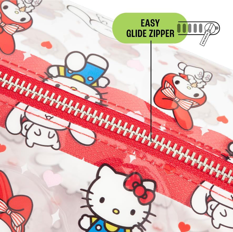 Hello Kitty Makeup Bag, Cute Essentials Organiser Bag for Girls, Clear Toiletry Bag for Cosmetics, Travel Accessories, Kids Colouring Pencils UK UK