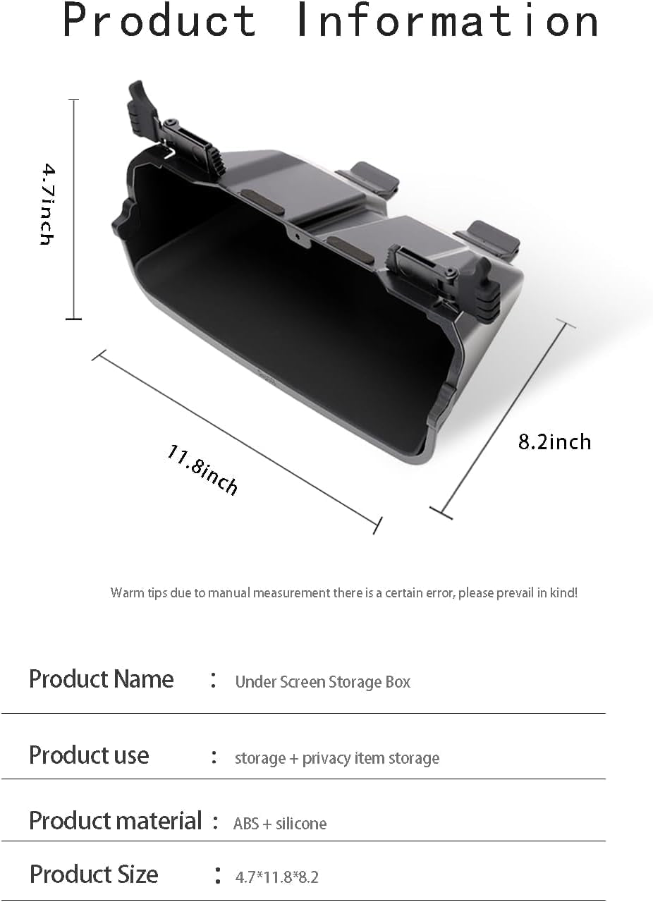 for Tesla Model Y Model 3 Center Console Organizer Tray under Screen Organizer Box for Model Y 3 Accessories 2021 2022 2023 2024