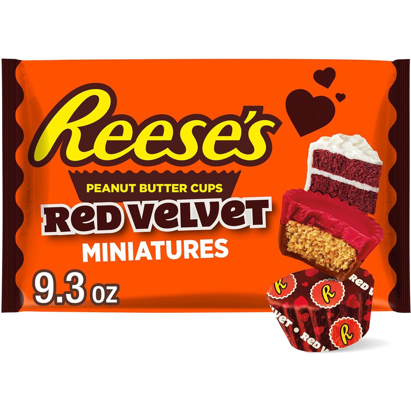 Miniatures Milk Chocolate and Red Velvet Flavored Creme Peanut Butter Cups, Valentine'S Candy Bag, 9.3 Oz