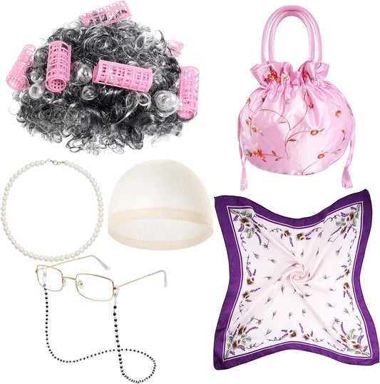 Old Lady Costume 100 Days of School Costume Halloween Old Lady Wig Costume Grandma Costume