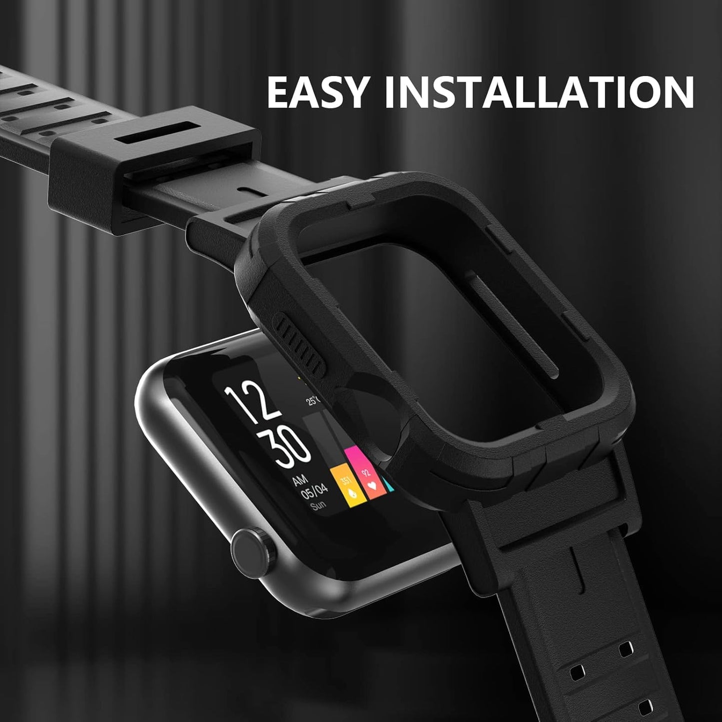 Rugged Bumper Bands Compatible with Apple Watch Band 45Mm 44Mm 42Mm 41Mm 40Mm 38Mm, for Women/Men Waterproof Soft Silicone Replacement ​Strap Accessories for Iwatch Series 8/7/6/5/4/3/2/1/SE