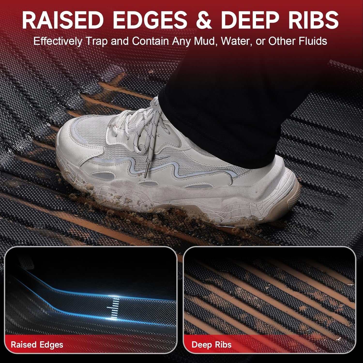 Floor Mats for Tesla Model Y 5-Seater 2020-2023 2024, All-Weather Cargo Liner Floor Mats for Tesla Model Y Accessories, Custom Fit Waterproof Anti-Slip Front Rear Cargo Liner Mat Full Set