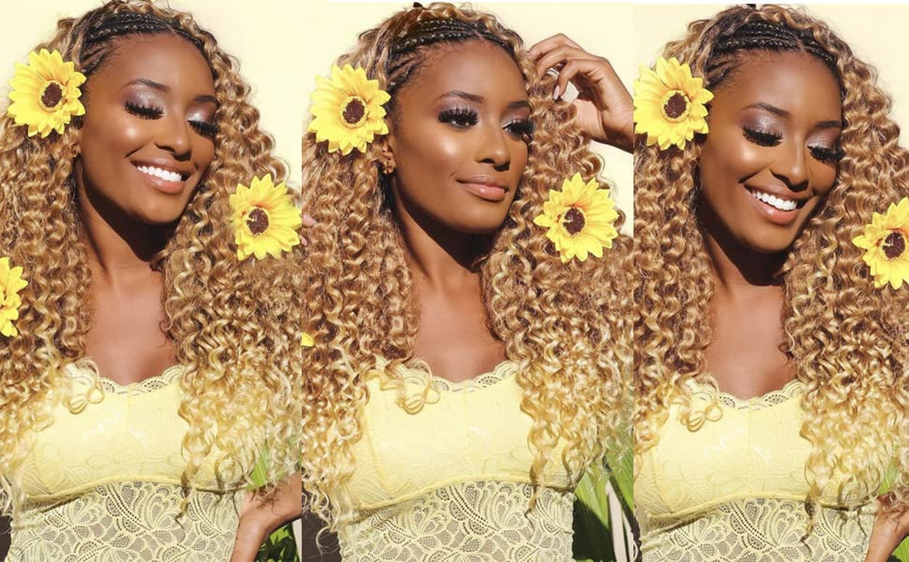 Gogo Curl Crochet Hair 18Inch Ombre Blonde Deep Wave Crochet Hair,Synthetic Deep Twist Crochet Braids Bohemian Crochet Braiding Hair Extensions (5Packs,27/613)