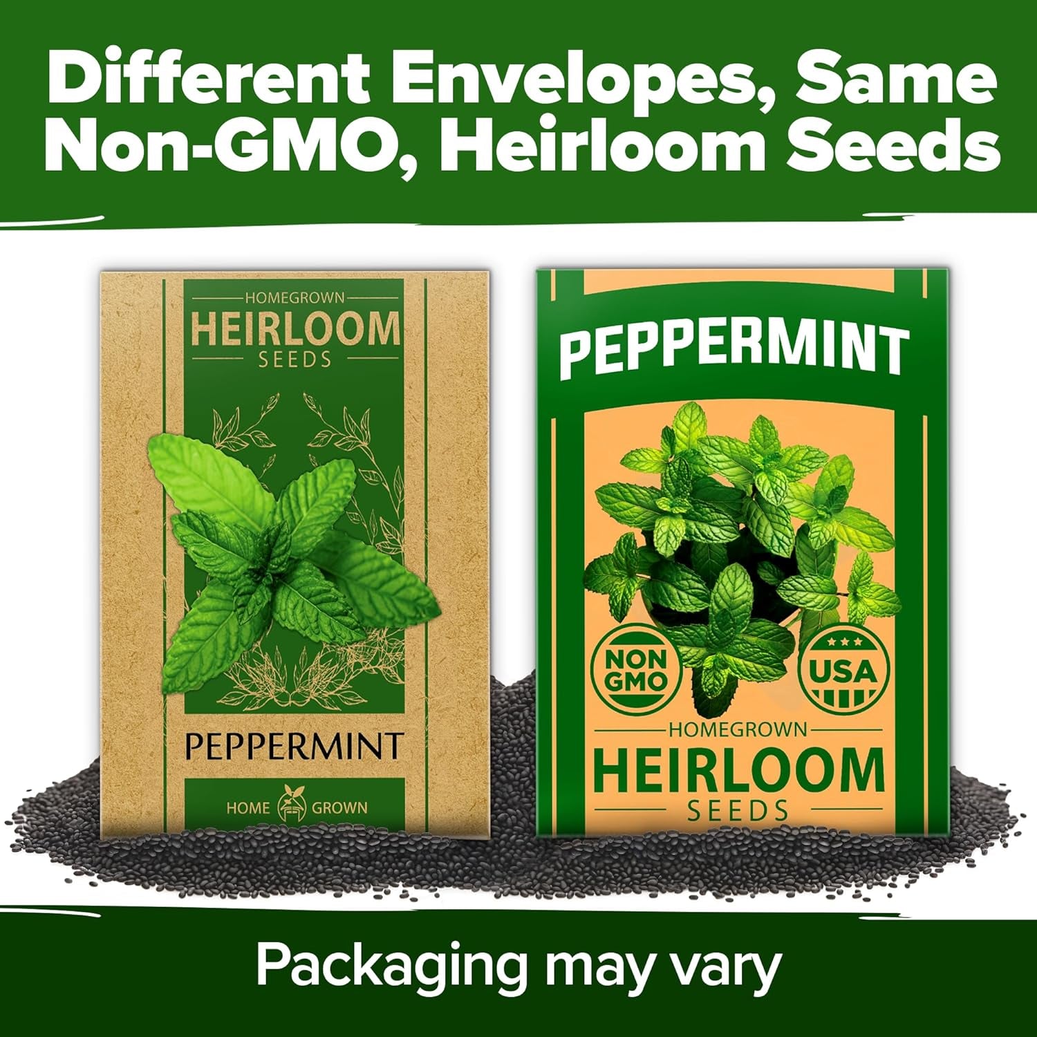 Peppermint Seeds Pack – 2,370 Non-Gmo, Heirloom Mint Seeds for Planting. Grow Peppermint Plants in Your Herb Garden Indoors or Outdoors (Mentha × Piperita) TLBH