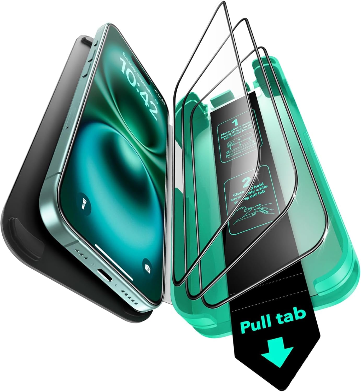 3 Pack 9H+ Glass for Iphone 16E/Iphone SE 4/Iphone 14/Iphone 13/Iphone 13 Pro Privacy Screen Protector, [Military Grade Shatterproof & Longest Durable] Armorite Tempered Glass with Ultrafit Tray