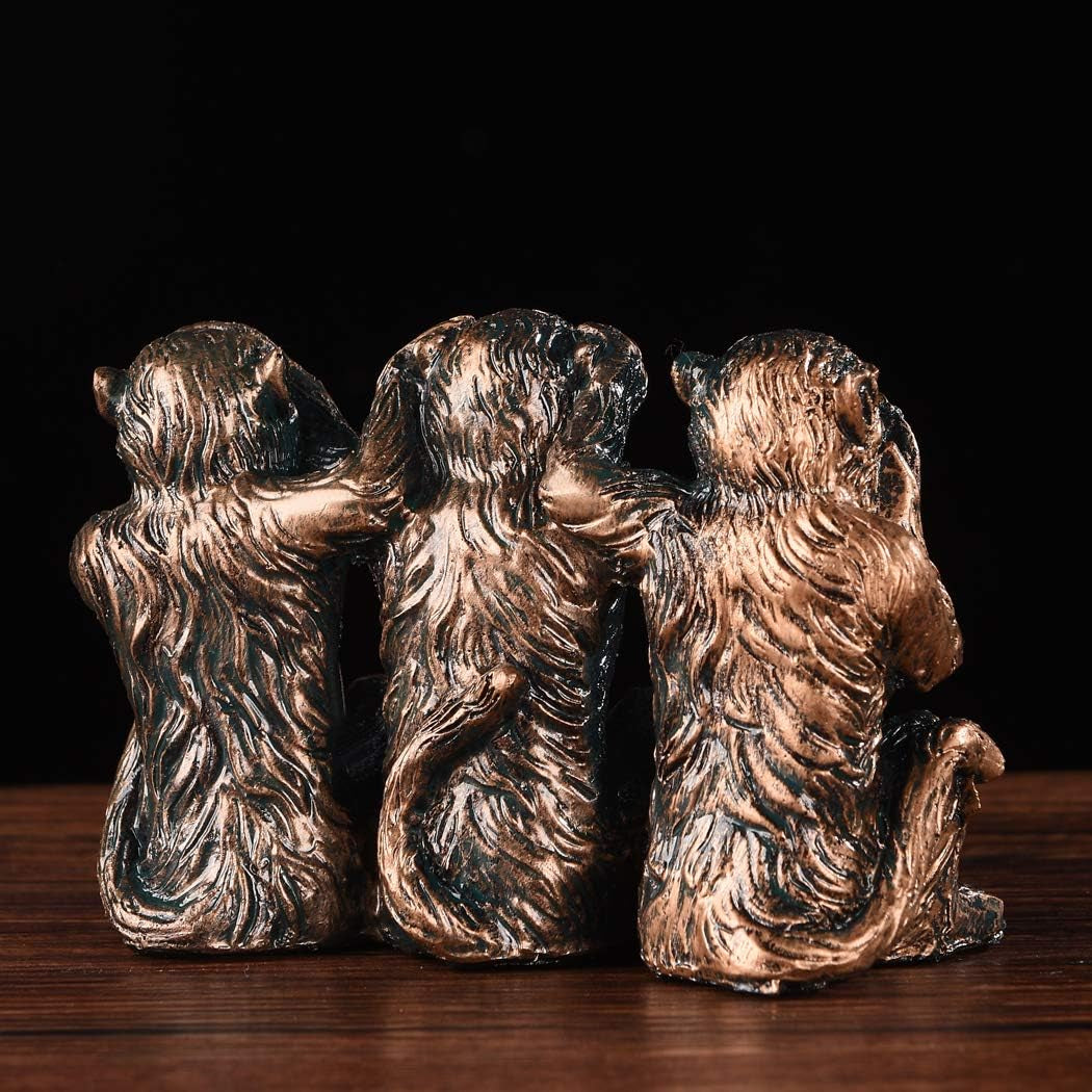 Three Monkeys Statue See-No Speak-No Hear-No Evil Brown 2.8" Resin Home Office Decoration Gifts PTZD047
