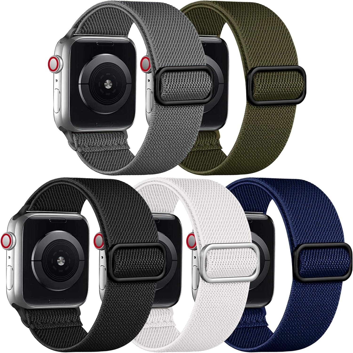 Stretchy Solo Loop Compatible with Apple Watch Ultra Band 49Mm 46Mm 45Mm 44Mm 42Mm 41Mm 40Mm 38Mm Men Women, Soft Nylon Elastic Braided Strap for Iwatch Ultra 2, Series 10/9/8/7/6/5/4/3/2/1 SE