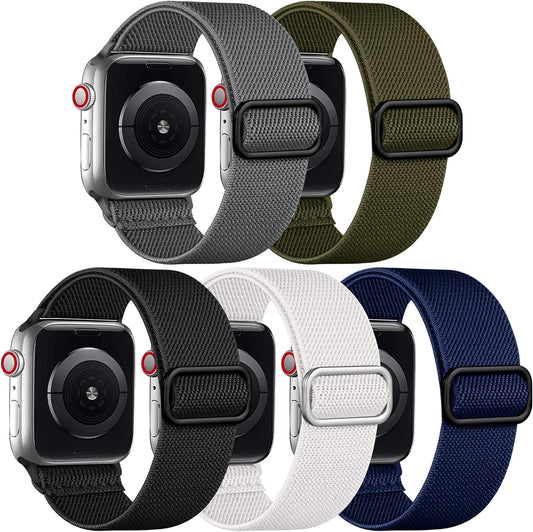 Stretchy Solo Loop Compatible with Apple Watch Ultra Band 49Mm 46Mm 45Mm 44Mm 42Mm 41Mm 40Mm 38Mm Men Women, Soft Nylon Elastic Braided Strap for Iwatch Ultra 2, Series 10/9/8/7/6/5/4/3/2/1 SE
