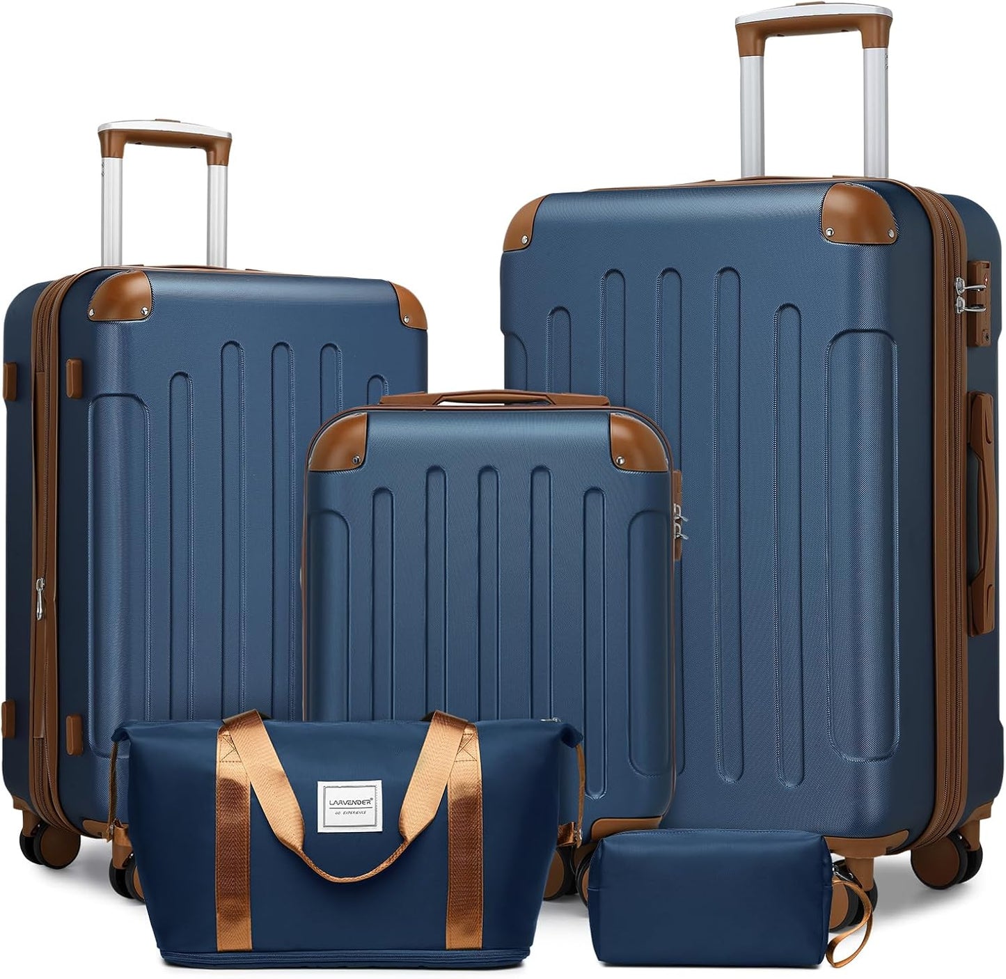 Luggage Sets 6 Piece Hardshell Expandable Suitcases with Spinner Wheels TSA Lock, Lightweight ABS Travel Carry on Suitcase Set for Women, Black Brown