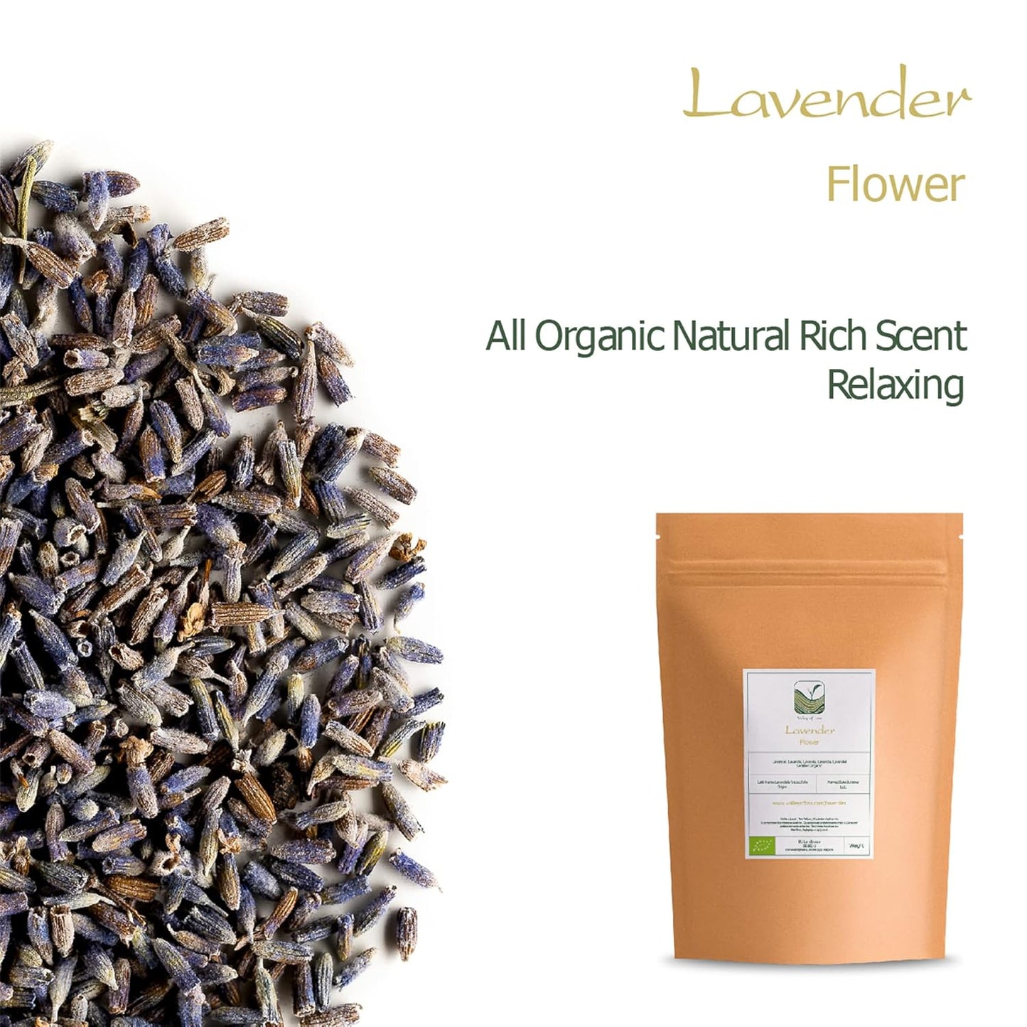 Lavender Buds Organic Lavandula Flower - Perfect in a Potpourri - Lavandula Angustifolia - Organic Lavender Flowers Lavender Dry Flowers Organic Dry Lavender Buds for Tea Dried Lavender Tea TLBH