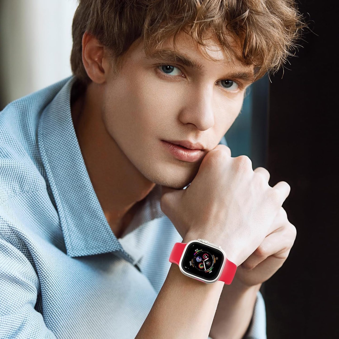 Silicone Band Compatible with Apple Watch Band 38Mm 40Mm 41Mm 42Mm 44Mm 45Mm 49Mm, Soft Silicone Sport Bands Replacement Strap for Apple Watch Ultra 2 Ultra SE Series 9 8 7 6 5 4 3 2 1 for Women Men