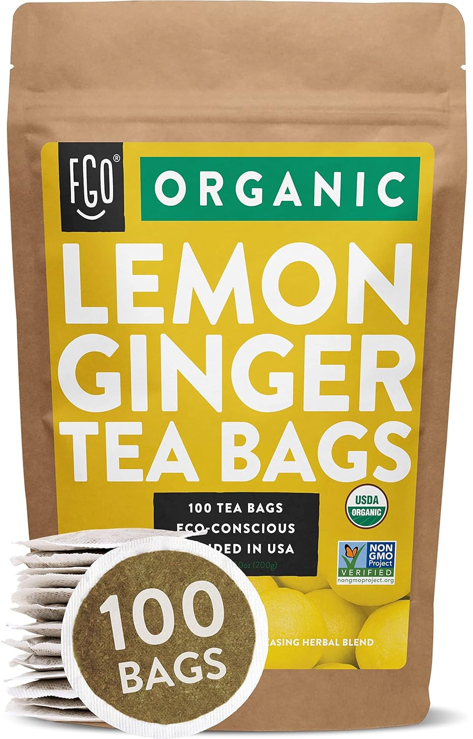 Organic Tulsi Holy Basil Tea, 100 Count, Eco-Conscious Herbal Tea Bags, Resealable Bag, Caffeine Free, Packaging May Vary (Pack of 1) TLBH