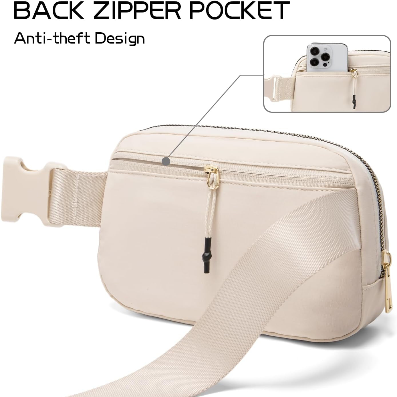 Belt Bag Fanny Pack Crossbody Bags with Initial Letter Patch Cute Stuff Birthday Gifts for Teenager Girls Cool Stuff for Teens Trendy Preppy Stuff for Teen Girls (Beige-A)