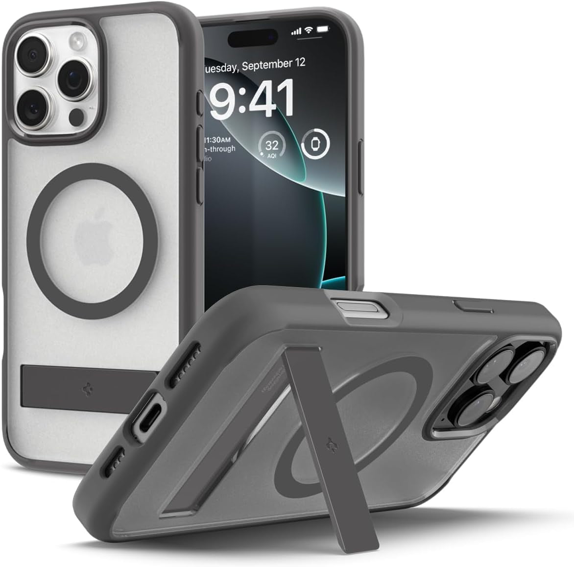 for Iphone 16E Case, Ultra Hybrid S Magfit [Compatible with Magsafe Accessories] [Anti-Yellowing] [Kickstand] - Frost Black